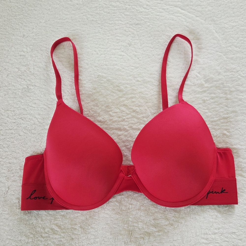 PINK Victoria's Secret ✨️ Red Push Up Bra Size 36B
